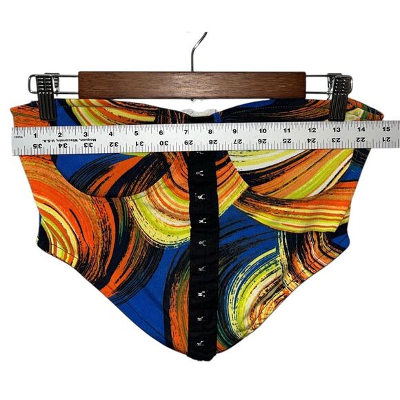 Belita Collection Colorful Corset Top Size Large Vibrant Pattern Hook Closure - Picture 5 of 6